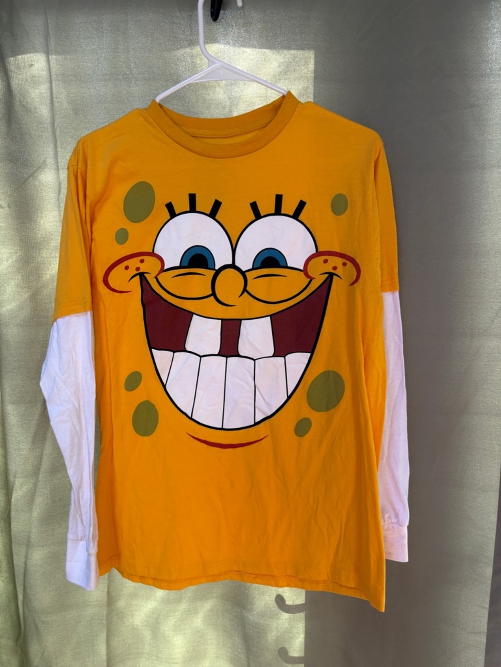 SpongeBob SquarePants Graphic Long Sleeve Shirt Yellow Cartoon Tee Size M